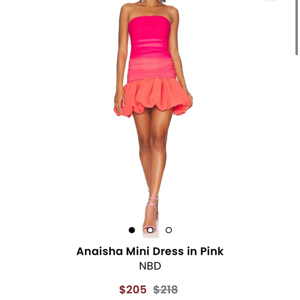 NBD Anaisha Mini Puffed Bubble Hem Strapless Party Cocktail Dress in Pink Small - Picture 2 of 14